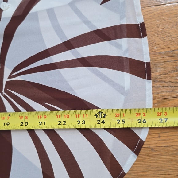 WORTHINGTON WOMEN'S BROWN & WHITE FRONT BUTTON LONG SLEEVE BLOUSE PETITE SMALL - Picture 14 of 16